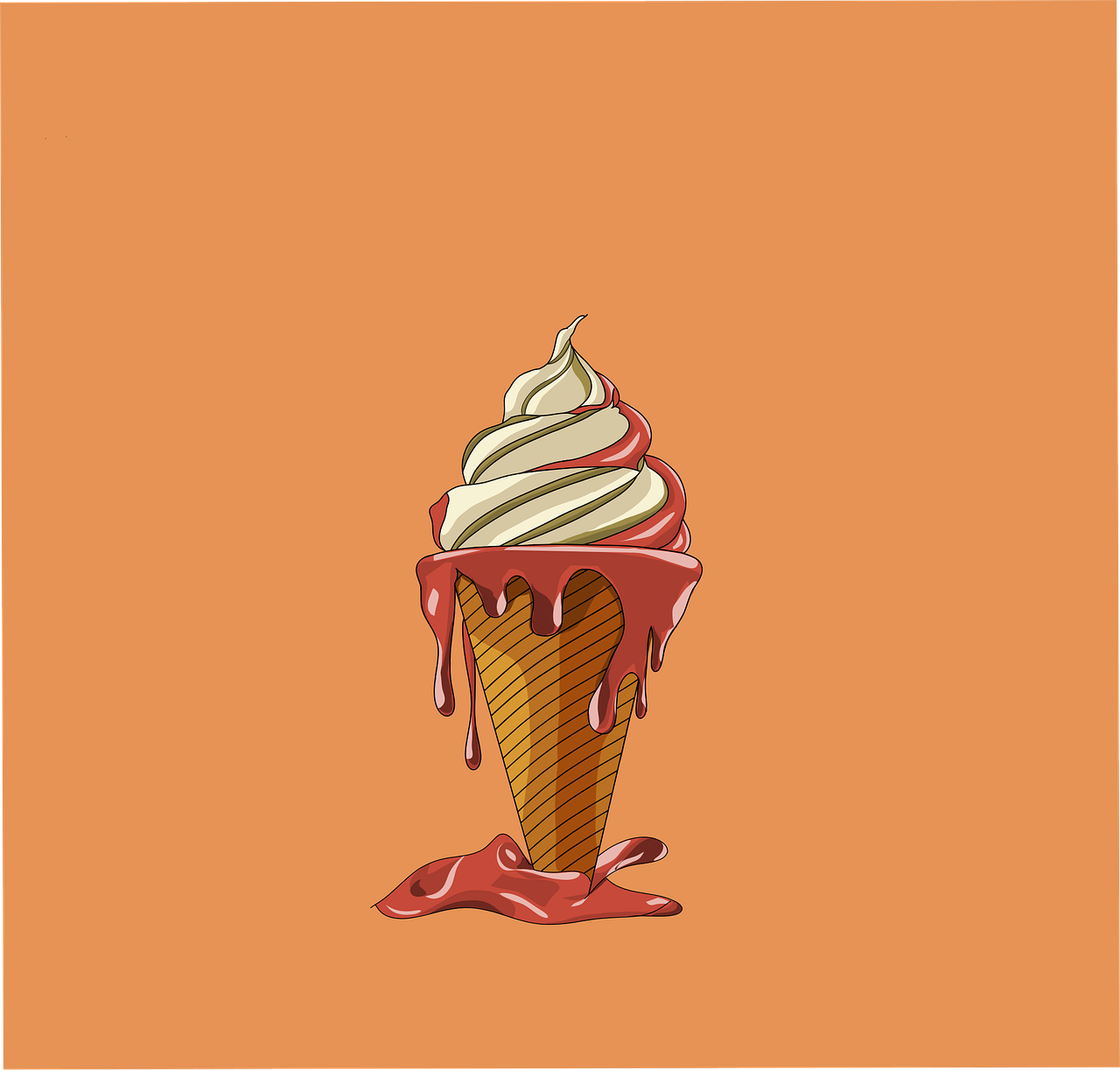 crème glacée, le dessert, fondre, chocolat, l'été, nature, du froid, sucré, gelé, art numérique