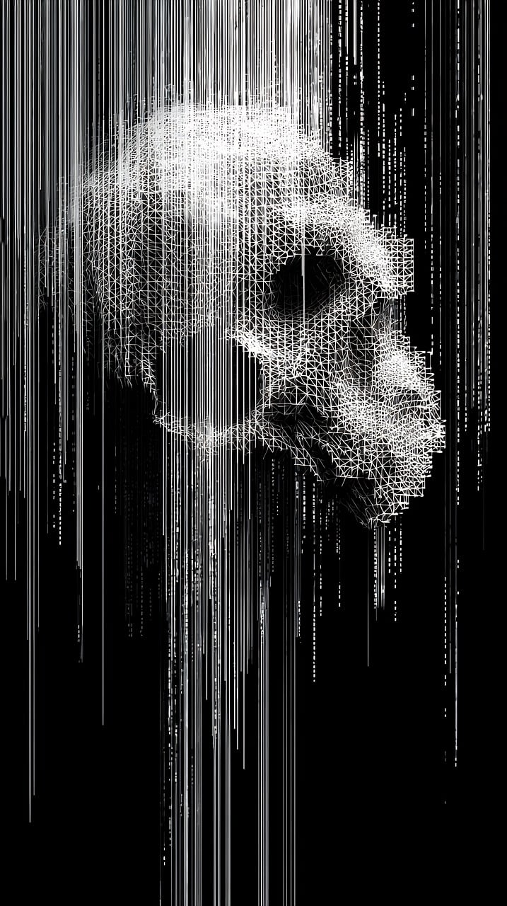 crâne, numérique, problème, cerveau, la technologie, artificiel, intelligence, ia, diriger, résumé, les données, erreur, code, binaire, ruisseau, cyberespace, futuriste, réseau, l'informatique, en traitement, information, science, connexion, ai généré