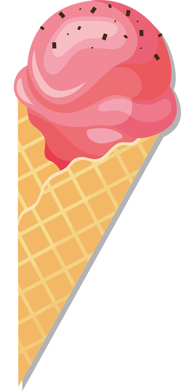 la glace, crème glacée, gaufre, le dessert, nature, l'été, sucré, cornet de glace, gaufre de la coupe du, aliments, glace à la fraise, rose