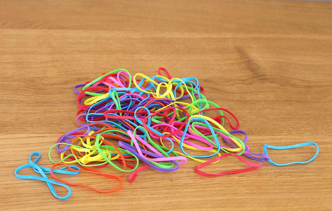 élastique, élastiques, couleurs, élastiques colorés, fournitures de bureau