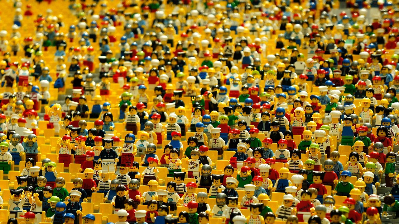 lego, jouets, figurines, foule, beaucoup, gens, plastique, les figures, jouer, lego, foule, foule, foule, foule, foule