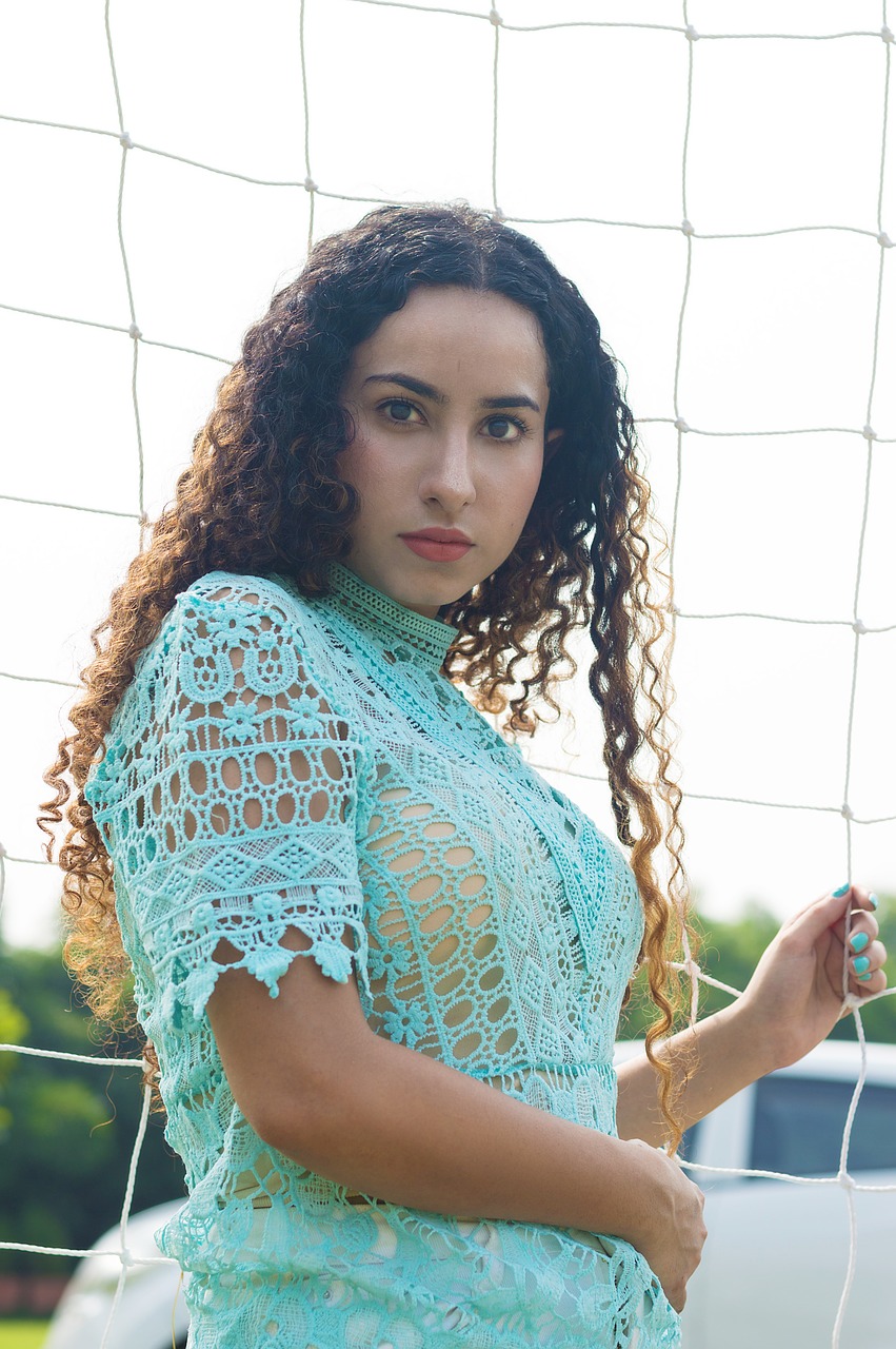 maquette, mode, fille avec les cheveux bouclés, portrait, fille fixe, femme, indien, asiatique
