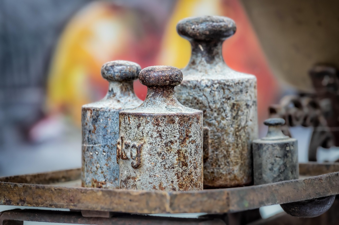 poids, métal, vieille, rouillé, pan, peser