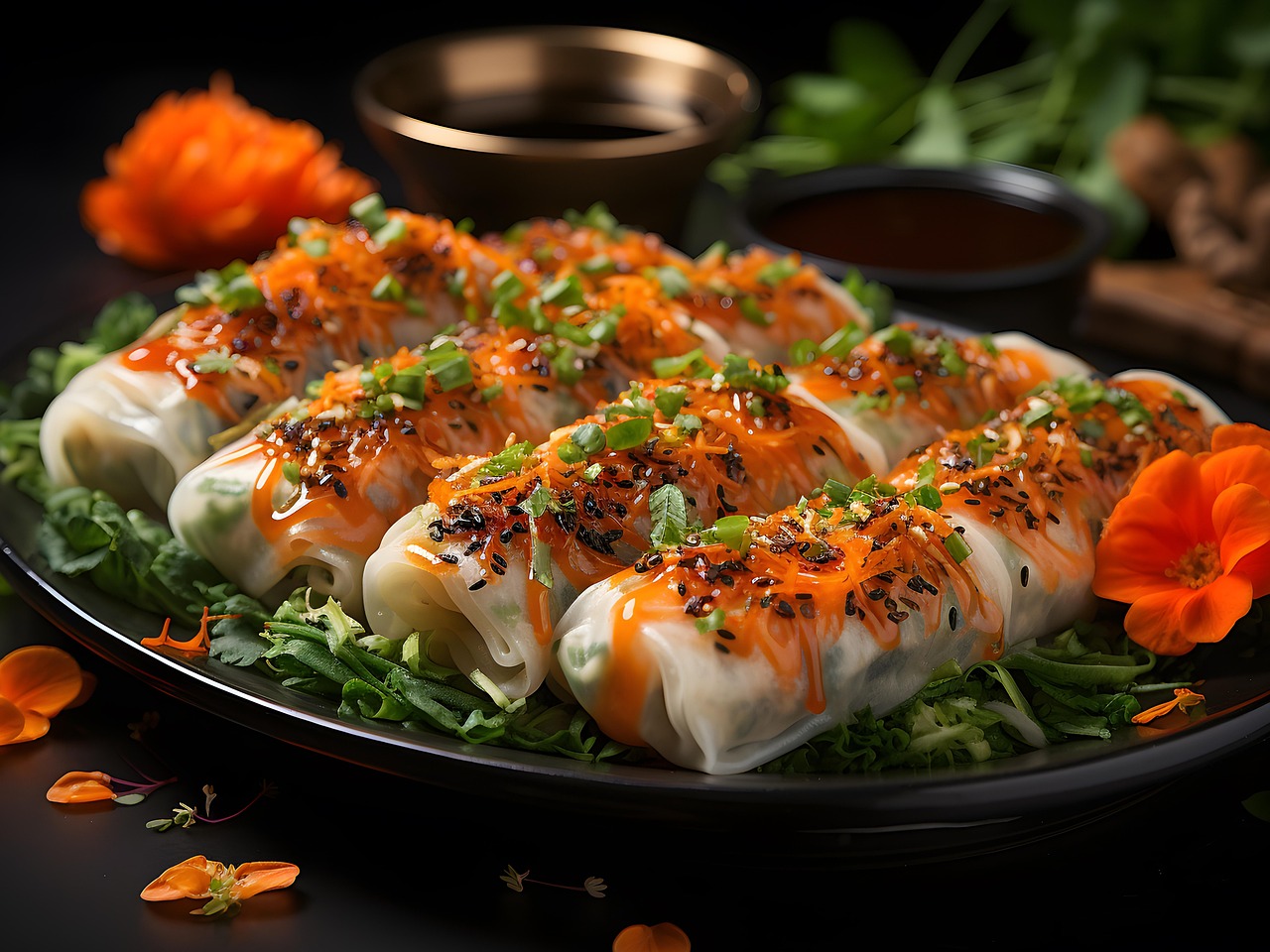 rouleaux de printemps, nourriture vietnamienne, rouleaux de printemps frais, rouleaux de crevettes, cuisine vietnamienne, recette de rouleaux de printemps, rouleaux de papier de riz, rouleaux d'été, rouleaux de salade, crevette, rouleaux de porc, ingrédients pour rouleaux de printemps, envelopper, emballages, sauce, remplissage, des légumes, nouilles, vermicelle de glace, tofu, sauce aux arachides, papier de riz, ai créé