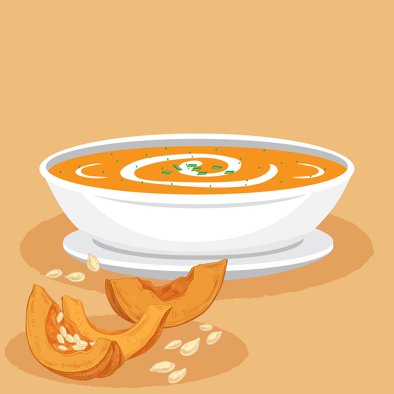 soupe à la citrouille, soupe, soupe à la crème de potiron, orange, graines de citrouille, citrouille, repas, bon appétit, chaud, aliments, cuit, végétarien, déjeuner, nourriture