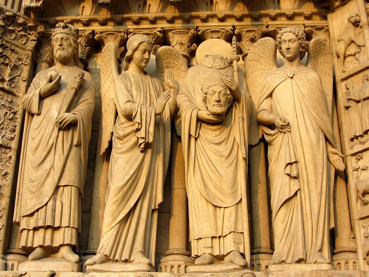 statues, sculptures, notre dame, paris, façade, notre dame de chartres, figure de pierre, les sculptures en pierre, chapelle, église, paris, paris, paris, paris, paris