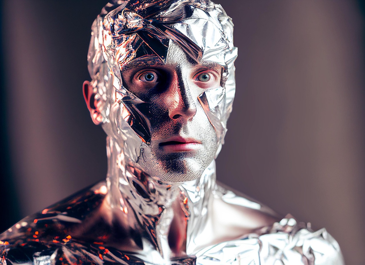 ai généré, papier d'aluminium, aluminium, homme, portrait