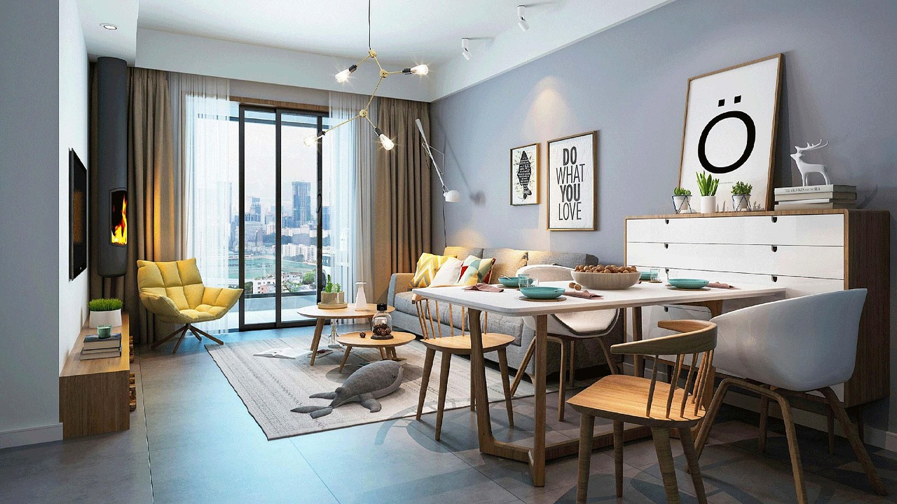 domicile, salon, design d'intérieur, l'architecture, un meuble, meuble tv