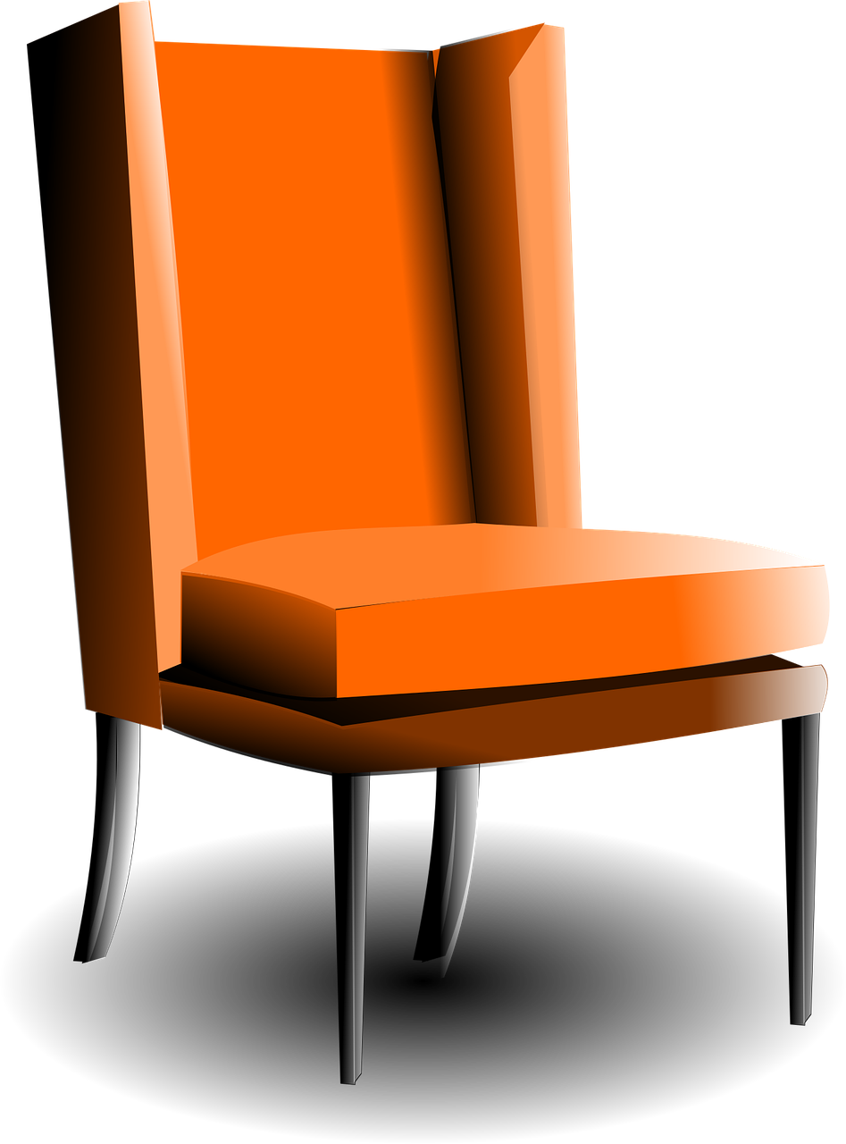 fauteuil, ancienne, orange, un meuble, salon, la salle a manger