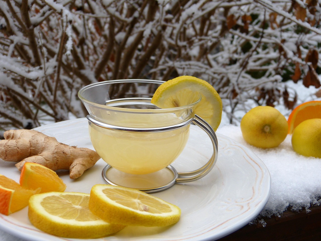 gingembre, citron chaud, thé, citron, neige, jus, du froid, nature, défense, santé, système immunitaire, vitamines, en bonne santé, grippe, froid, hiver, prévenir