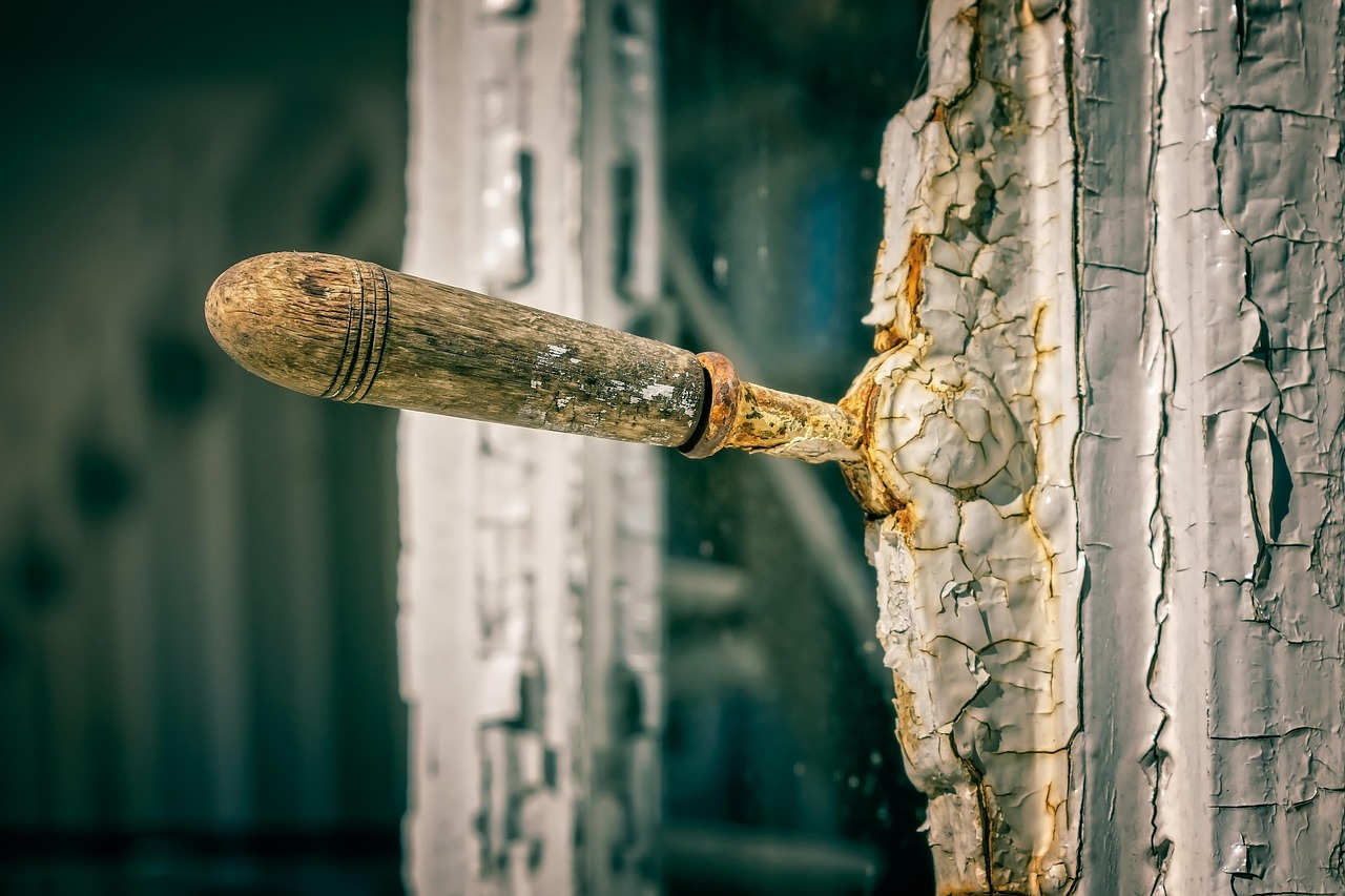 la fenêtre, levier, bois, boulon, fermeture, un verre, vieille, rétro, fenêtres en bois, couleur, altéré, rouille, fissuré, fragile, gérer, manche en bois, peint, levier, levier, levier, levier, levier