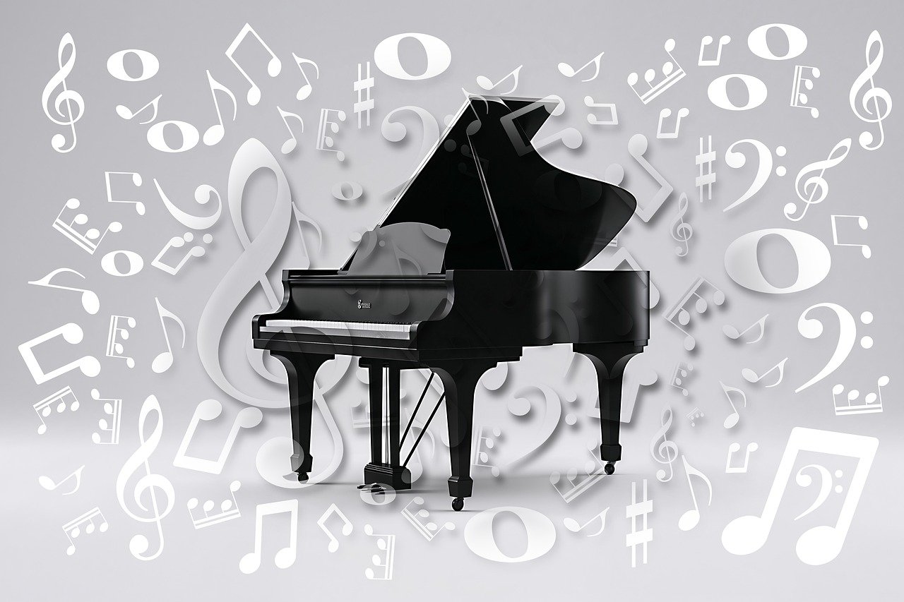 piano, remarque, la musique, clef, personnel, clé de sol, clé de fa, tranchant, plat, naturel, du repos, signature temporelle, signature de clé, mélodie, harmonie, rythme, instrument, clavier