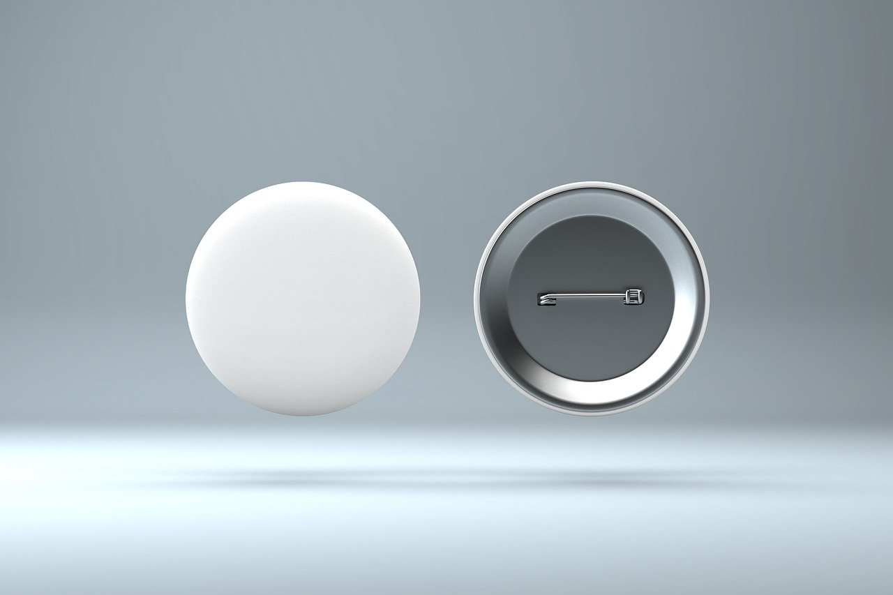 épingler, badge, bouton, un pins, 3d, maquette, badge en métal, badge 3d